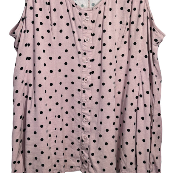 Torrid Polka Dot Mauve Pink Button Front A Line Tank Top Cinch Back Size 0 L 12 - Picture 4 of 8
